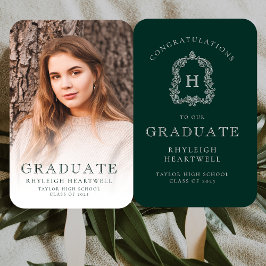 Abanico Graduación de fotografías en blanco verde monogram