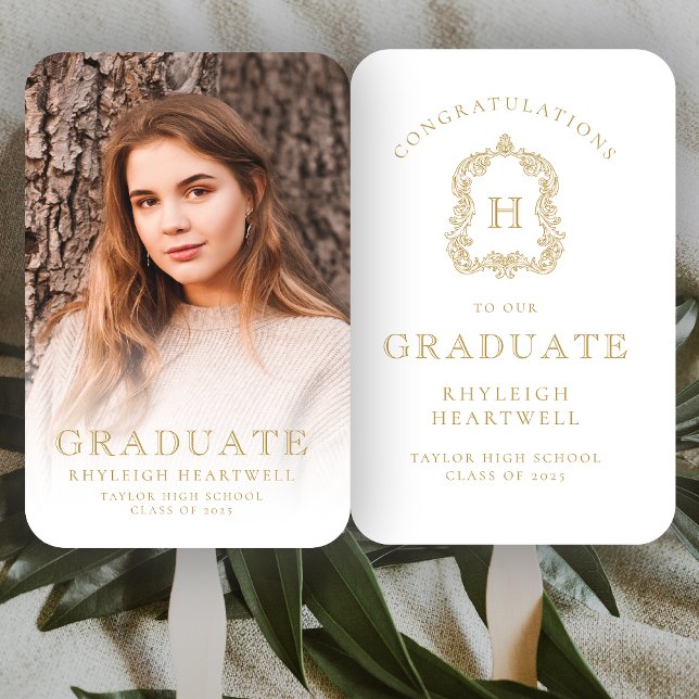 Abanico Graduación de fotografías en blanco y dorado (Subido por el creador)