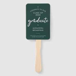 Abanico Graduación de guiones verdes y plateados de Grado 