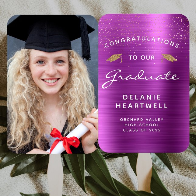 Abanico Graduación de metal magenta de foto Personalizado  (Subido por el creador)