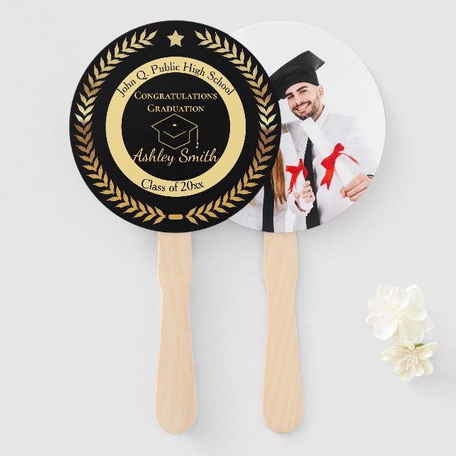 Abanico graduación elegante (Anverso y reverso)