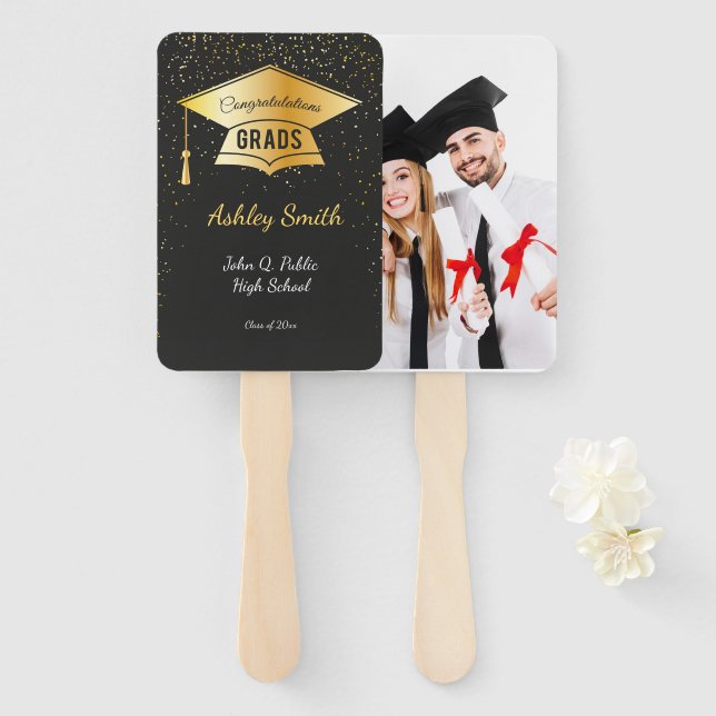 Abanico graduación elegante (Anverso y reverso)