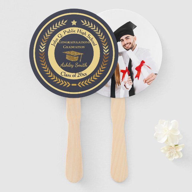 Abanico graduación elegante (Anverso y reverso)