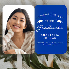 Abanico Graduación en blanco azul de la foto del Personali