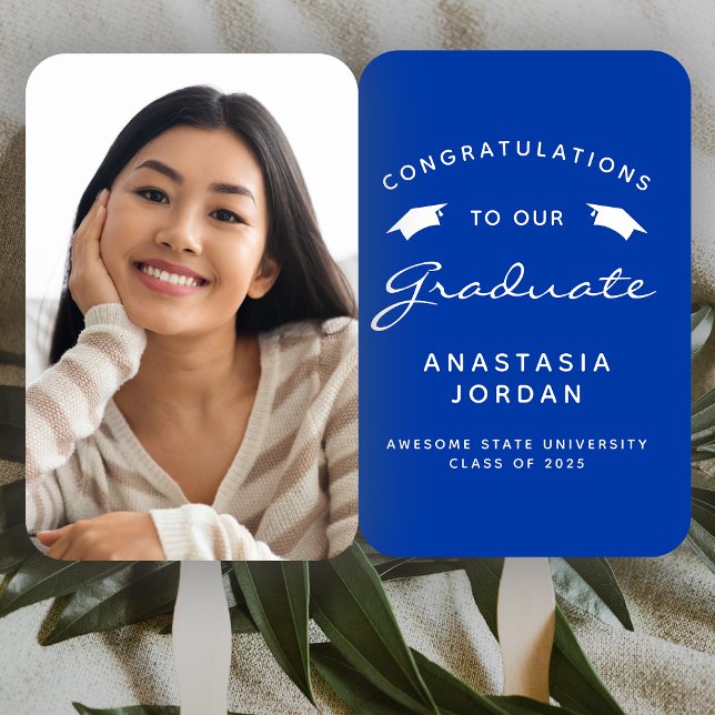 Abanico Graduación en blanco azul de la foto del Personali (Subido por el creador)