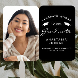 Abanico Graduación en blanco negro de foto Personalizado d