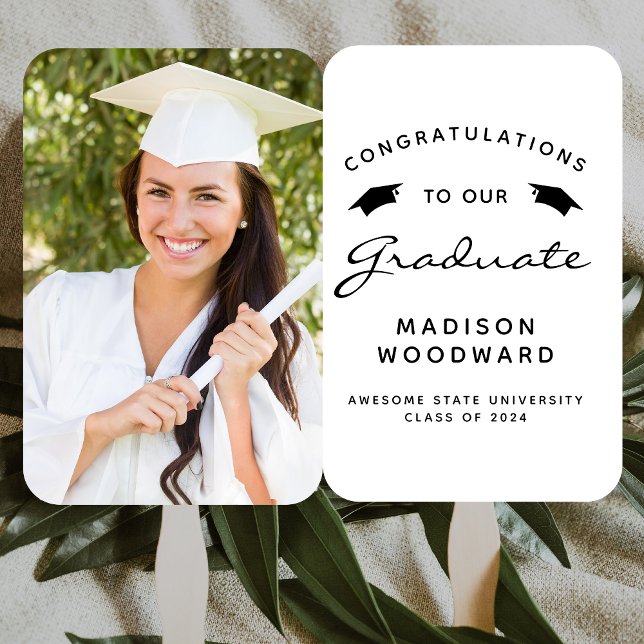 Abanico Graduación en blanco negro y foto Personalizado de (Subido por el creador)