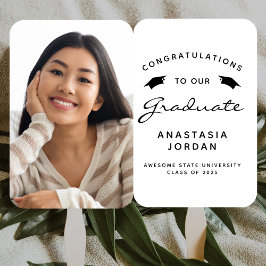 Abanico Graduación en blanco negro y foto Personalizado de