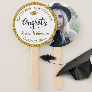 Abanico Graduación Fan Moda Oro Personalizado Graduado Fot