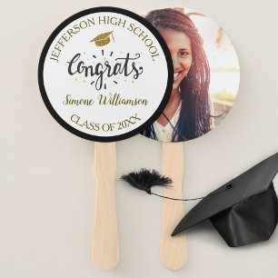 Abanico Graduación Fan Moda Oro Personalizado Graduado Fot