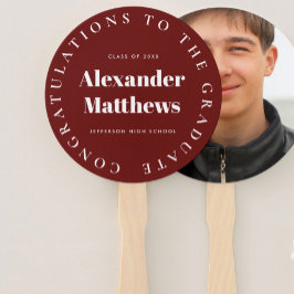 Abanico Graduación Fan School Clase Masculino Foto Borgoña