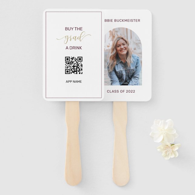 Abanico Graduación fotográfica Comprar el código QR para u (Anverso y reverso)