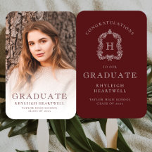 Graduación fotográfica en blanco de Borgoña monogr