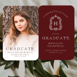 Abanico Graduación fotográfica en blanco de Borgoña monogr