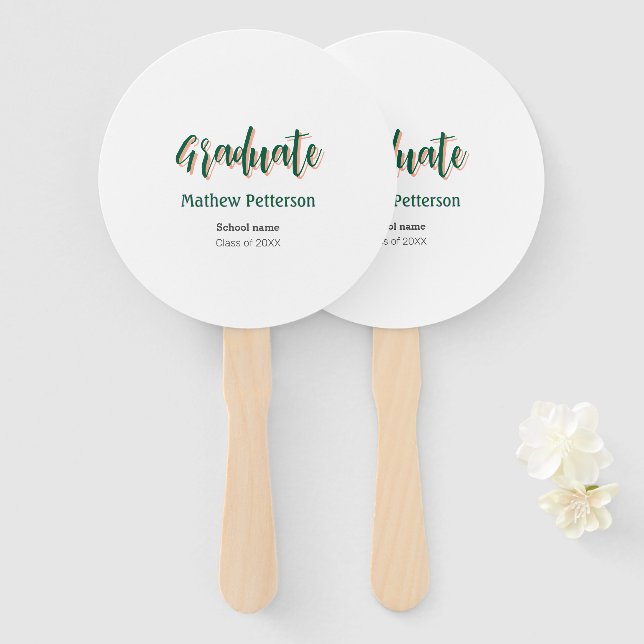 Abanico Graduación moderna de estilo negrita y simple con  (Anverso y reverso)