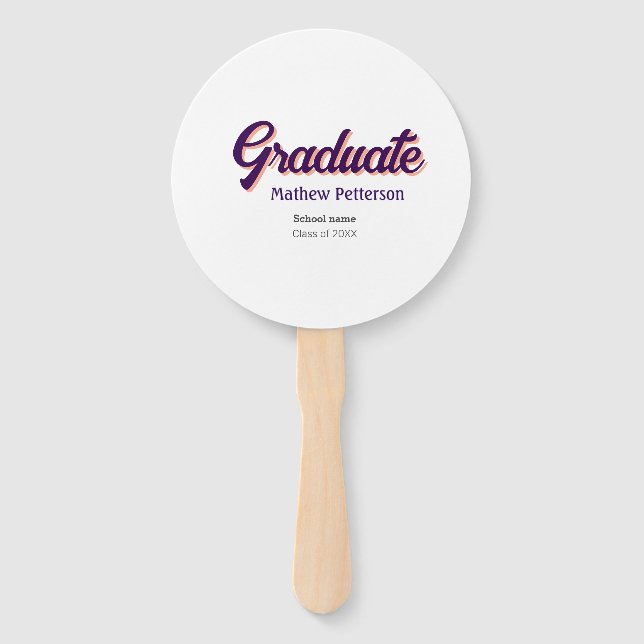 Abanico Graduación moderna de estilo negrita y simple con  (Anverso)