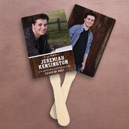 Abanico Graduation Fan Rustic Wood Male Photo