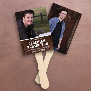 Abanico Graduation Fan Rustic Wood Male Photo