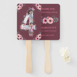 Abanico Gran cuarto cumpleaños Collage de fotos Chica Flor