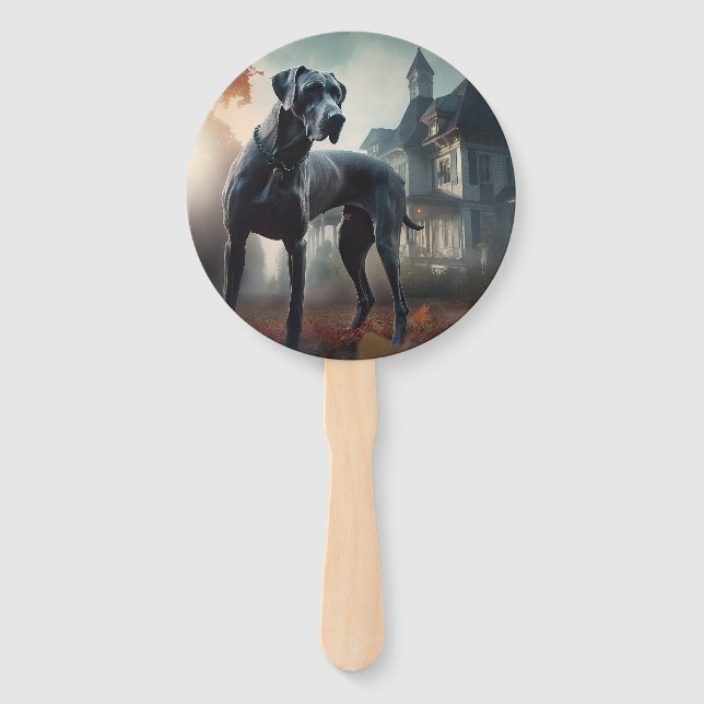 Abanico Gran Danés de Halloween Espantoso (Anverso)