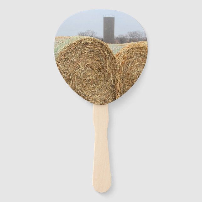 Abanico Grandes hembras redondas de heno en un campo agríc (Anverso)