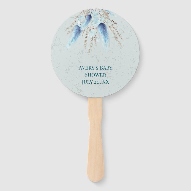 Abanico Grasa Boho Blue Pampas (Anverso)