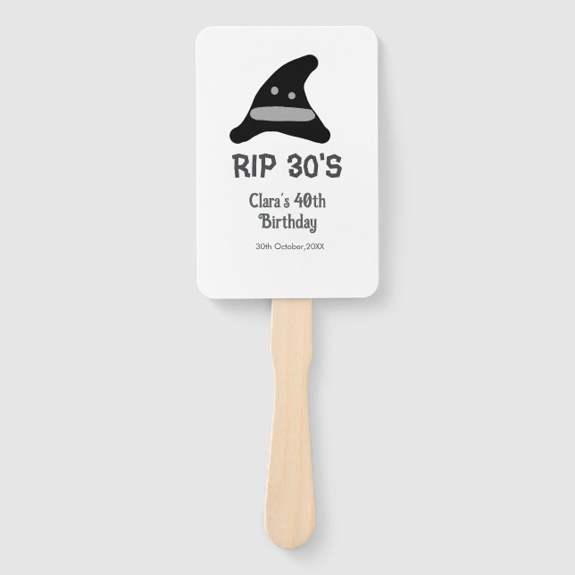 Abanico Gray black RIP 30's 40th birthday witch hat hallow (Anverso)