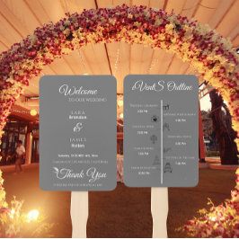Abanico Gray Elegant Script Wedding Program and Timeline