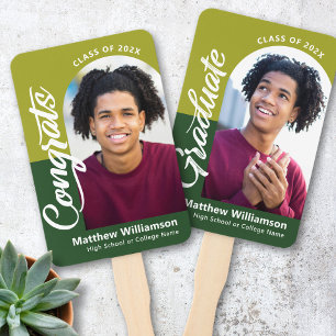 Abanico Green Congrats Grad 2 Photo Arch Bold Script Retro