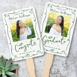 Abanico Green Hand Drawn Doodle Graduation 2 Photo White