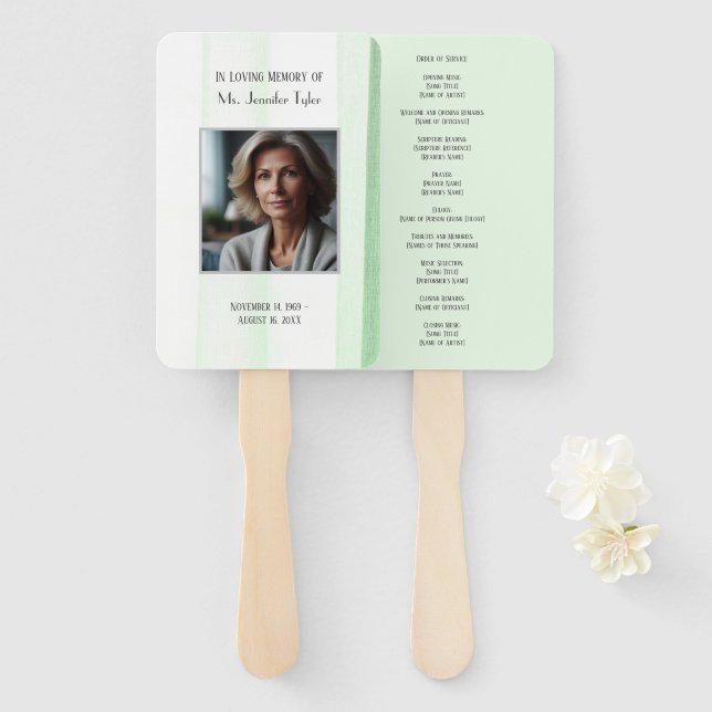 Abanico Green In Love Memory Elegant Funeral Memorial (Anverso y reverso)