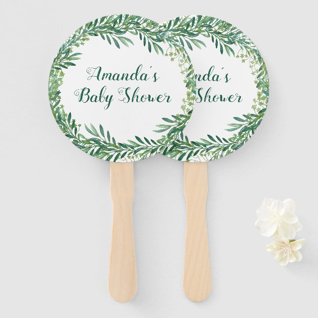 Abanico Greenery deja Baby Shower (Anverso y reverso)