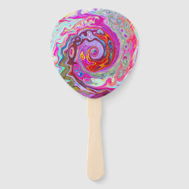 Abanico Groovy Resumen Retro Pink caliente y Blue Swirl