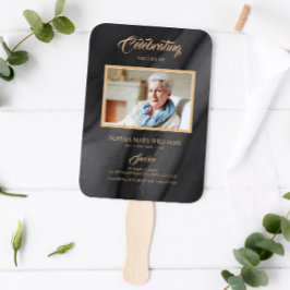 Abanico Grupo de Fans de Caligrafía Funeral Negra y Oro