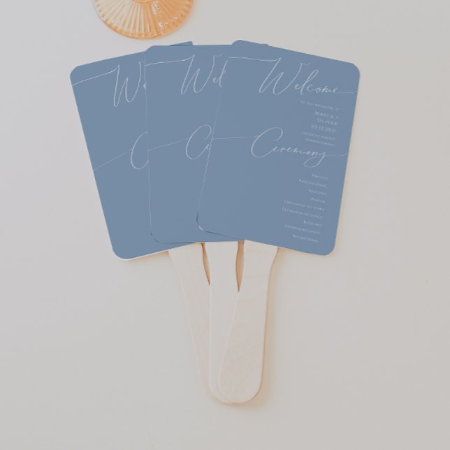 Abanico Guión caprichoso | Dusty Blue Wedding Program (Subido por el creador)