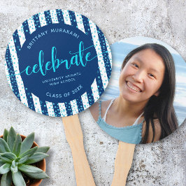 Abanico Guión de la foto de graduación turquesa en el keep