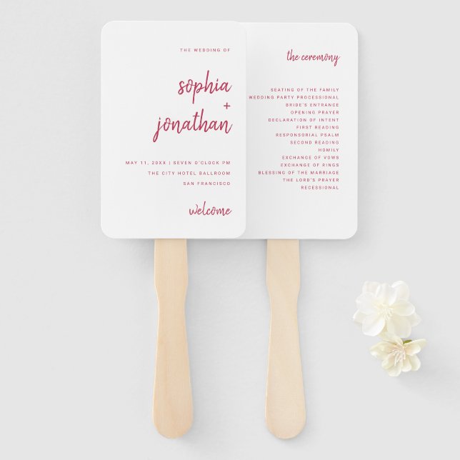 Abanico Guión Minimalista moderno | BODA (Anverso y reverso)