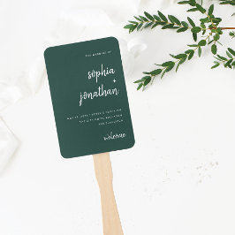 Abanico Guión Minimalista moderno verde esmeralda | BODA