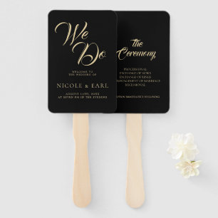 Abanico Hacemos Boda retro de oro elegante Art Deco negro