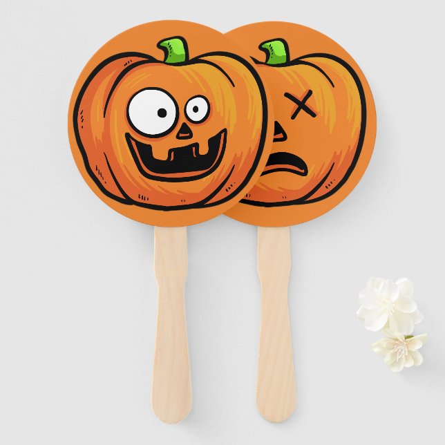 Abanico Halloween Pumpkins fan set 1/3 (Anverso y reverso)