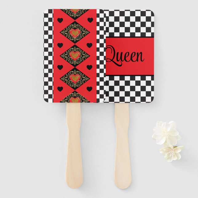 Abanico Halloween reina de corazones Mujeres (Anverso y reverso)