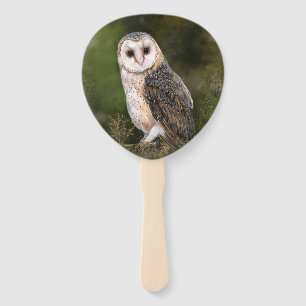 Abanico Hand Fan de Barn Owl