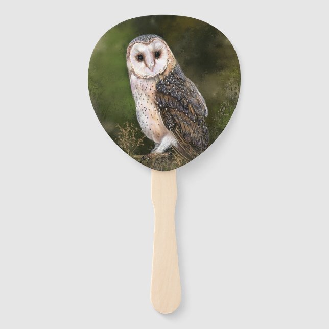 Abanico Hand Fan de Barn Owl (Reverso)