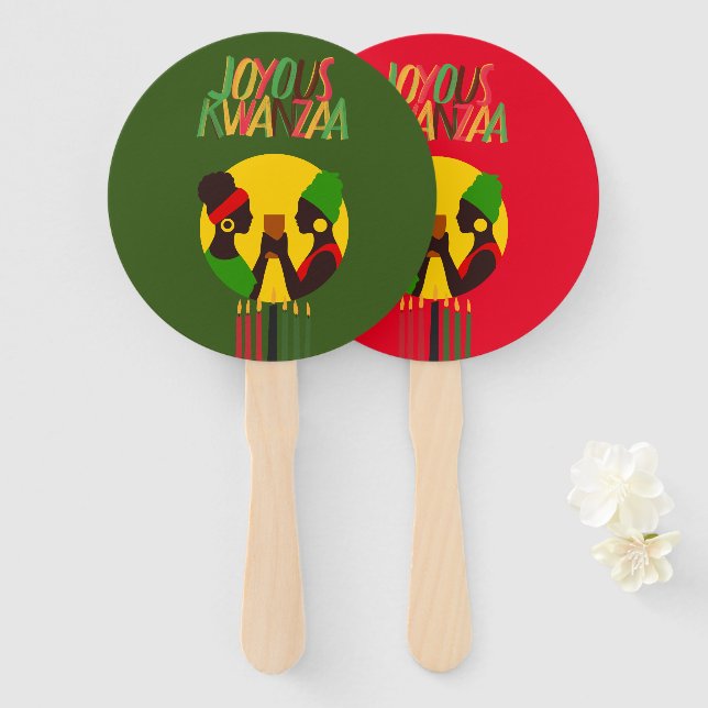 Abanico Hand Fan de Kwanzaa - Favor del partido (Anverso y reverso)