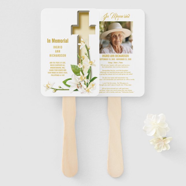 Abanico Hand Fan en memoria de Lily Cross Scripts (Anverso y reverso)