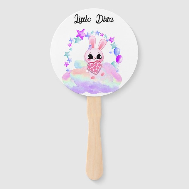 Abanico Happiness magic sweet bunny in the rainbow (Anverso)