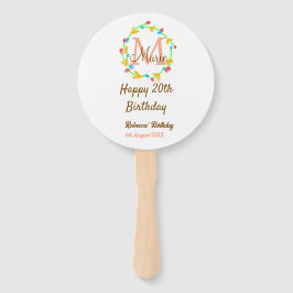 Abanico Happy 20th Birthday red add name monogram wreath