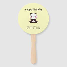 Abanico Happy birthday cute panda bear yellow