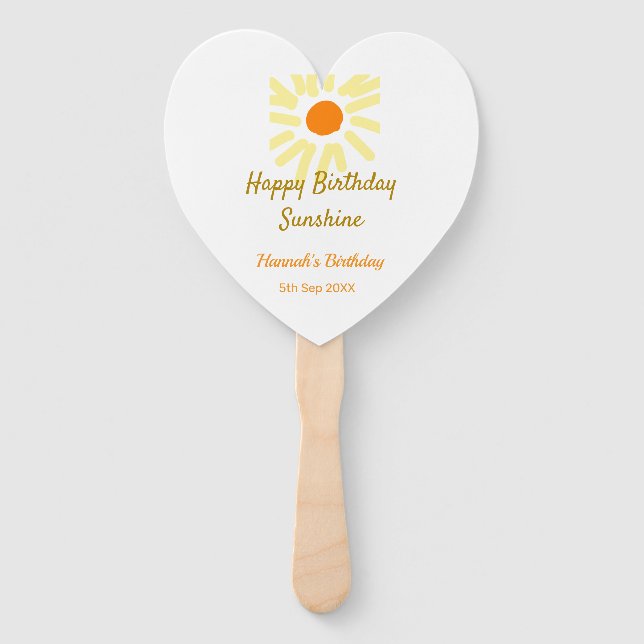 Abanico Happy birthday sunshine yellow orange birthday boh (Anverso)