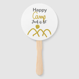 Abanico Happy camping camper one birthday kids golden sun